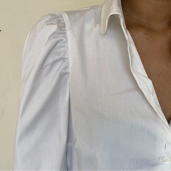 Zara brand new white wrinkle free shirt with puff sleeve, cuffs. - Picture 6 of 9